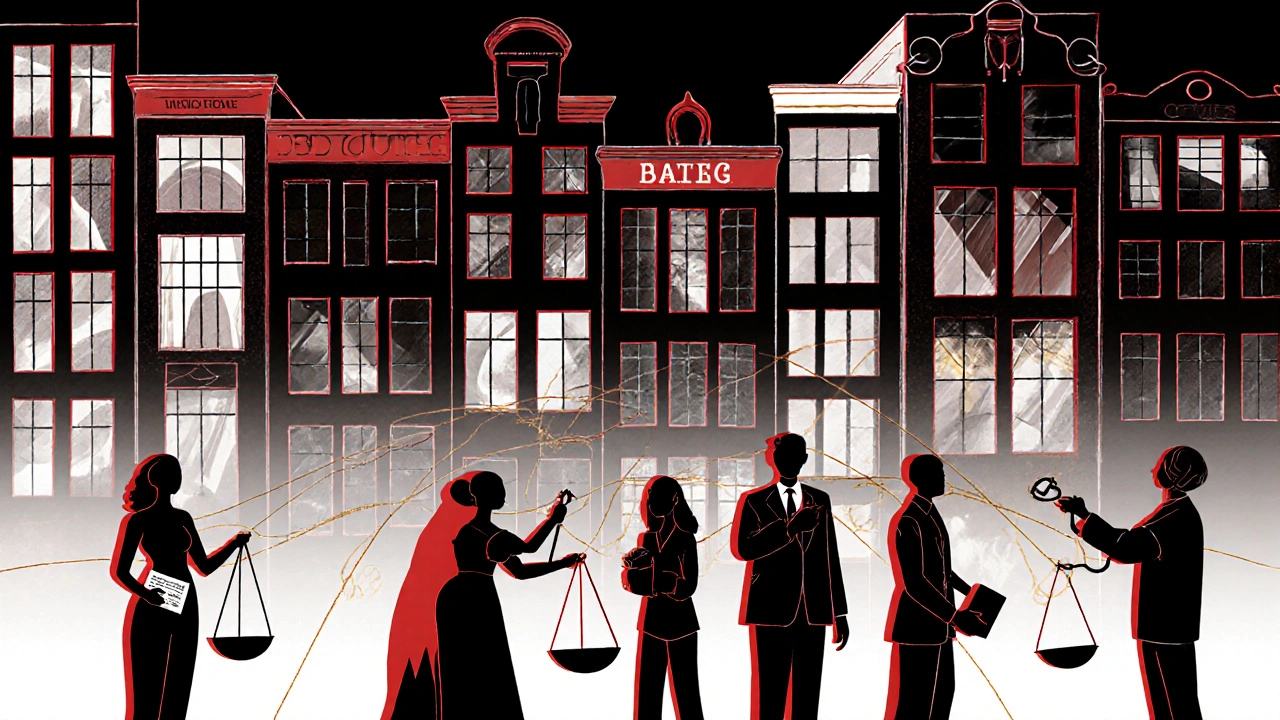 Symbolic illustration of sex workers as pillars of dignity, connected to culture, health, and economic independence.